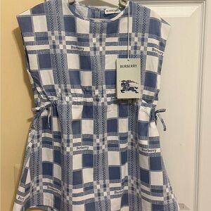 Burberry Blue and White Sleeveless Dress
